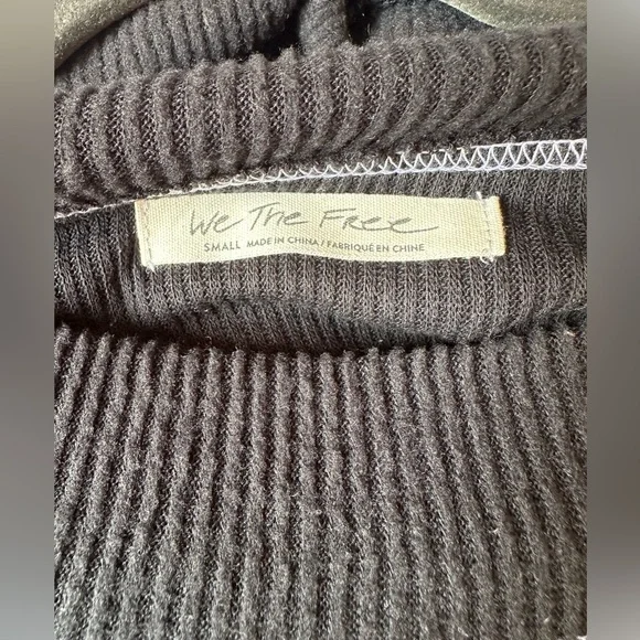 We The Free Black Sweater with Multicolor Striped Sleeves - Picture 5 of 5